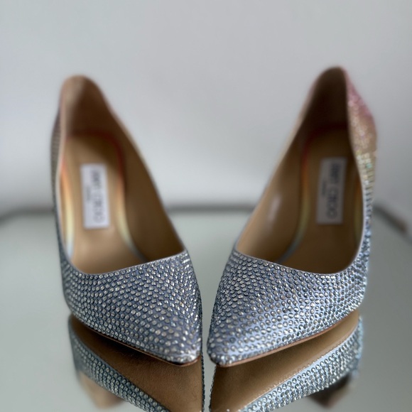 New JIMMY CHOO Romy 100 Leather Embellished Pumps $1,595 37 - Picture 14 of 16